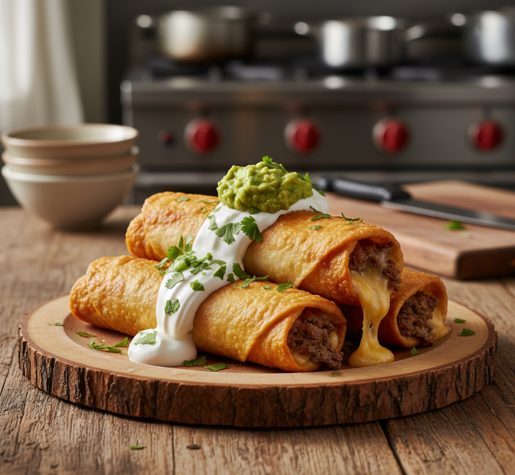 Beef and Cheese Chimichangas Recipe