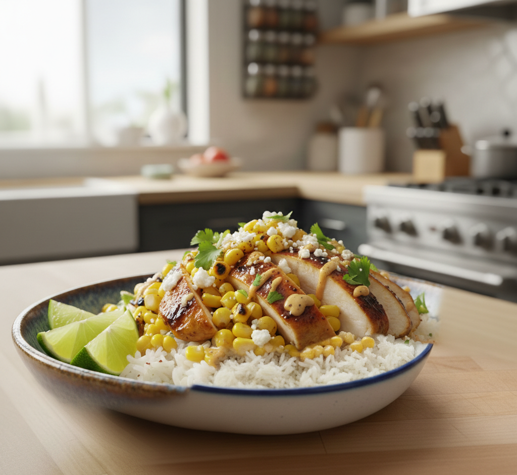 Street Corn Chicken Rice Bowl