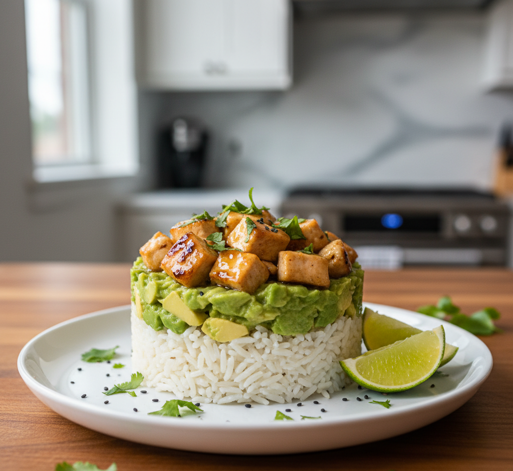 Honey Lime Chicken & Avocado Rice Stack